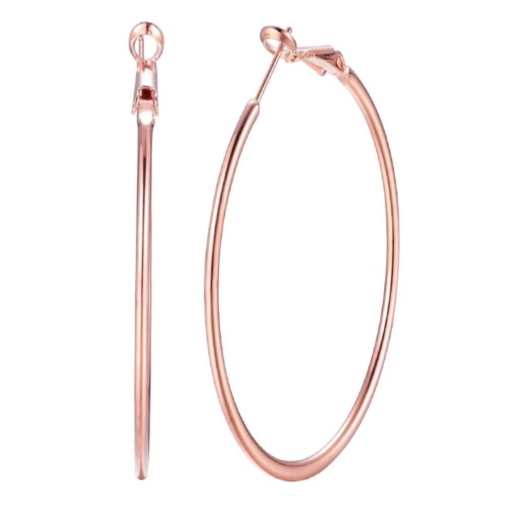 Rose Gold 60mm Large Hoop Earrings For Womens Girls Stainless Steel Huggie Big Medium Hoops Hypoallergenic for Sensitive Ears