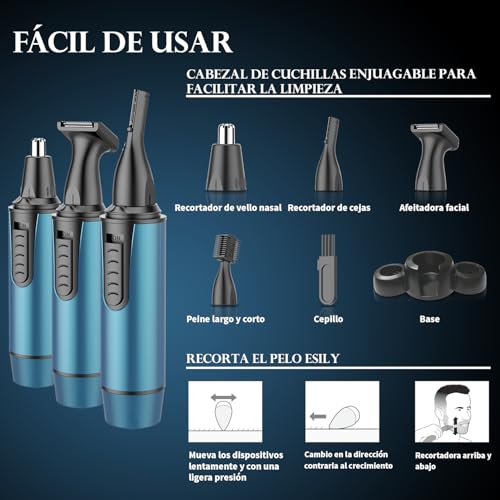 Nose & Ear Hair Clipper, 3 in 1 Professional Hair Trimmer - Nose, Ears, Eyebrows and Facial Hair Remover Painless Waterproof USB Rechargeable for Men and Women