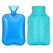 Samply Hot Water Bottle- 2 Liter Water Bag with Knitted Cover,Transparent Blue