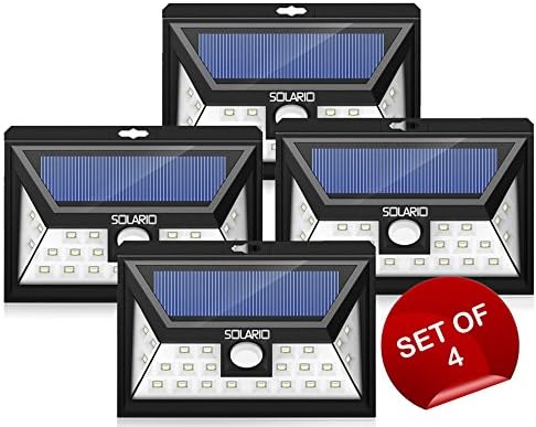 24 LED Wireless Outdoor Security Lights w/ 3LEDs on Sides- Set Of 4- Extra Wide Coverage- Eco Friendly Motion Activated Light- IP65 Waterproof Body- Bright Exterior Flood Lighting (Black)