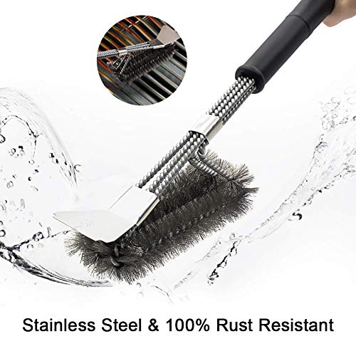 Wimaha BBQ Grill Brush,Barbecue Brush with Scraper,Long Handle Cleaner for Cooking Grates,Racks&Burner,18\