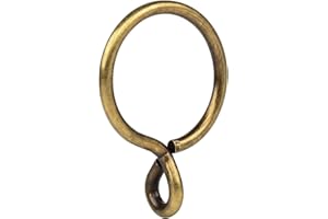 JUSHENG Curtain Rings with Eyelet - 1.7" Metal Ring for Curtain Hook Pins 28Pcs-Antique Brass