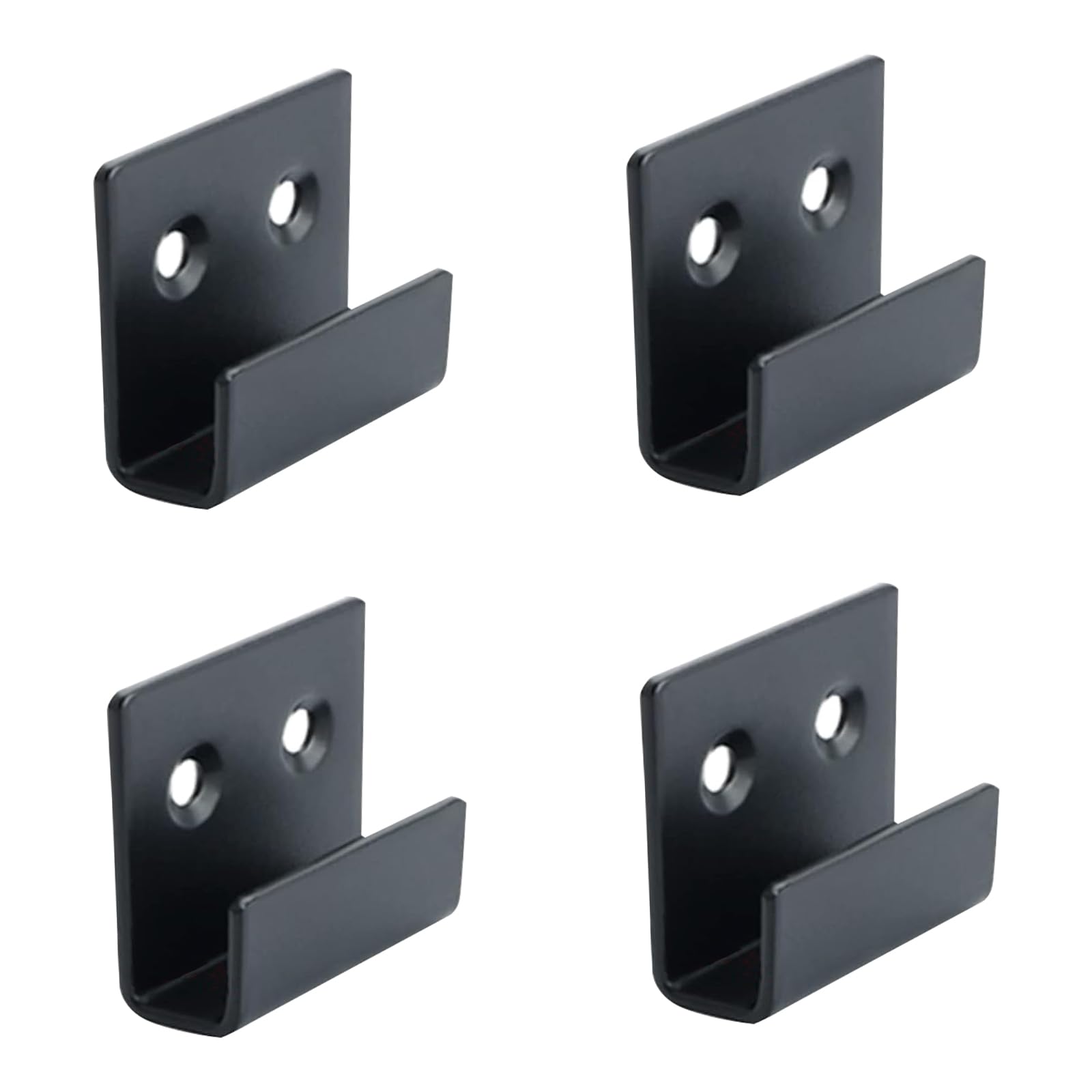 Aoktorkit 10mm Ceramic Tile Display Hooks Stainless Steel Flat J Hooks Wall Mount Hook Brackets Black Wall Hooks for Home Kitchen Bathroom Garage, Pack of 4