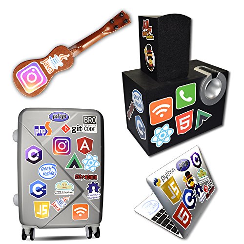 Laptop Stickers, Computer Stickers for Laptop Water Bottles Car Bumper Skateboard Guitar Bike Luggage Waterproof Vinyl Decals Cool Graffiti Stickers Pack (50 Pcs Program Internet Software Stickers)