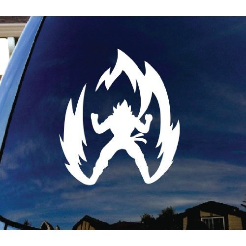 WHITE COLOR SUPER SAIYAN GOKU DRAGON BALL Z DECAL WALL WINDOW CAR ART VINYL MACBOOK ADHESIVE VINYL AUTO LAPTOP HOME DECOR CAR DECORATION HELMET DIE CUT NOTEBOOK BIKE WALL ART DECOR