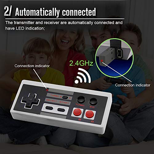 Rechargeable NES Classic Mini Wireless Controller -TURBO EDITION-Rapid Buttons Wii Edition for Nes Wii Gaming System with 2.4G Wireless Receiver - Thumbnail 3