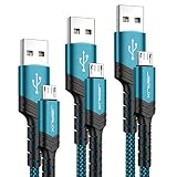Micro USB Cable Android, JSAUX (3-Pack 3.3ft+6.6ft+10ft) Micro USB to USB A High Speed Sync Charger Nylon Braided Cord Compatible with S6 S7 Edge J7 Note 5,LG,Kindle,PS4 and More (Green) (Color: Green, Tamaño: 3.3ft+6.6ft+10ft)
