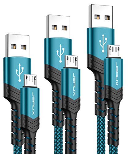 Photo 1 of JSAUX Micro USB Charger Cable, (3-Pack 3.3ft+6.6ft+10ft) Android Charger Micro USB to USB A Nylon Braided Cord Compatible with Samsung Galaxy S6 S7 Edge Note 5, Kindle and More-Green