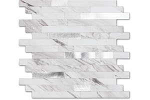 Yipscazo 20 Sheets Peel and Stick Stone Metal Tile Backsplash, Stick on Tiles for Backsplash Kitchen, Bathroom, Laundry Room,