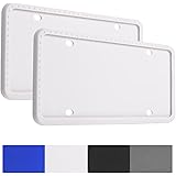 Panykoo 2 Pack Universal Silicone License Plate Frames,License Plate Holder,Rust-Proof,Rattle-Proof,Weather-Proof,White