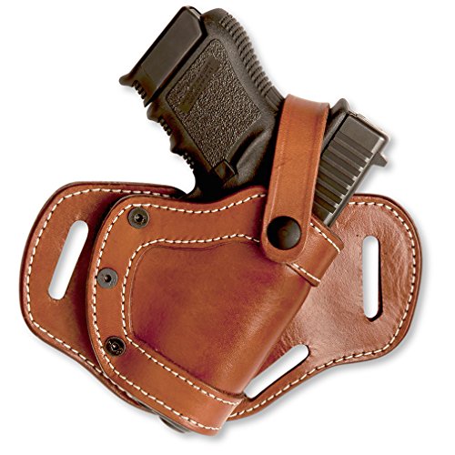 Leather Tri-slot SOB / Pancake Combo Concealed Carry Freedom Holster - Fits Medium to Large Handguns- Glock 19, 23, 17, 22, Kimber Carry & Ultra-carry, Colt 1911, Beretta 92 and Similar Size Autos