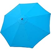BELLRINO DECOR Replacement LAKE BLUE" STRONG & THICK" Umbrella Canopy for 10ft 8 Ribs (Canopy Only)