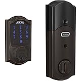 SCHLAGE BE469ZP CAM 716 SCHLAGE Connect Smart Deadbolt With Alarm Inbuilt Camelot Trim In Aged Bronze