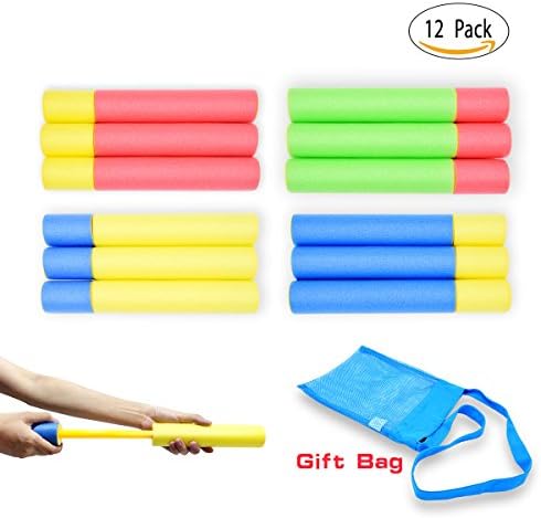 12 Pack Float Water Shooter Pool Toys Foam Water Blasters Bonus 1 Blue Mesh Beach Bag