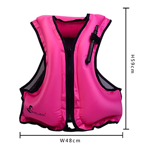 Life Jacket Adult Inflatable Swim Vest For Snorkeling By OMOUBOI,Suitable For 80-220lbs