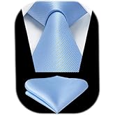 HISDERN Mens Ties Solid Color Ties for Men Formal Necktie with Pocket Square Set Satin Silk Neck Tie Handkerchiefs Set