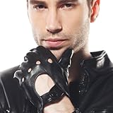 WARMEN Classic Men's Leather Driving Unlined Backless 4 Holes Gloves