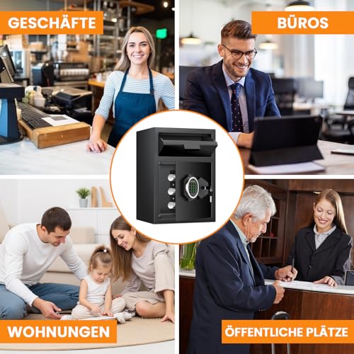 52L Quick Storage Safe with Slot for Retail Home | Electronic combination lock, with fireproof bag, key, combination lock, alarms and mute, security alloy steel