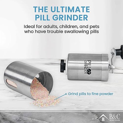B&C Home Goods Stainless Steel Pill Crusher & Grinder For Kids, Pets on
