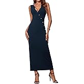 HTZMO Women Fall Knit Casual Long Dress Sexy V Neck Bodycon Wedding Guest Elegant Maxi Dresses