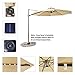 C-Hopetree 10' LED Lighted Cantilever Offset Hanging Market Umbrella with Tilt and Solar Lights for Large Outdoor Balcony or Terrace, Beige