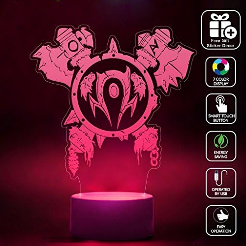 CMLART 3d Lamp Orc Thrall Burning Legion WOW Logo Night 7 Color Change Best Gift Night Light LED Furnish Desk Table Lighting Home Decoration Toys