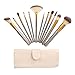 Angeltyr Makeup Brushes Set - Foundation Contour Eyebrow Eyeliner Eyelash Lip Powder Brush (12pcs, Champagne)
