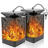 Walensee Solar Lantern Lights Dancing Flame Waterproof Outdoor Hanging Lanterns Solar Powered Umbrella LED Night Light Dusk to Dawn Auto On/Off Landscape Decorative for Garden Patio Yard Path 2 Pack