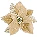 Osiga (Pack of 12) Glitter Poinsettia Christmas Tree Ornaments,Christmas Decorations Flower (Gold)