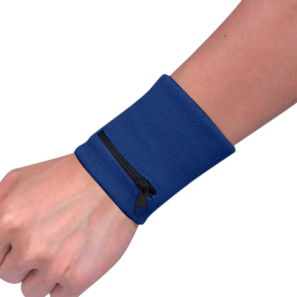Walking Hiking Sports Wristband Wallet Sweatband with Zipper Pocket in