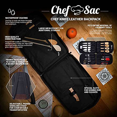 Chef Knife Bag Leather Finish Backpack Premium Knife Storage & Chef
