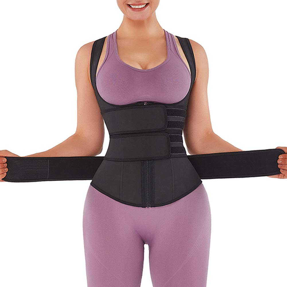 FeelinGirl Women's Latex Waist Trainer Corset Vest Body Shaper Cincher Steel Boned with Belt