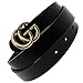 Womens Genuine Leather Thin Belts For Jeans 1.18″ Wide (black-2)