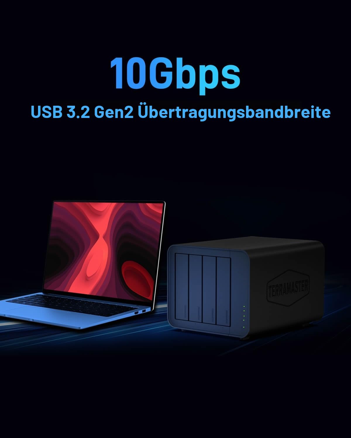 TERRAMASTER D8 Hybrid HDD NVMe Gehäuse USB 3.2 Gen 2 10Gbps Typ C 8Bay USB Storage Unterstützt RAID 0/1/Einzel/JBOD Exklusiv 2+6 RAID Hybrid Disk Array (Diskless) 5
