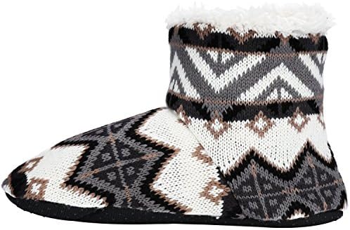 CasStar Women's Acrylic Fibers Indoor Jacquard Booties Slippers with Slip-Resistant Bottom Sole