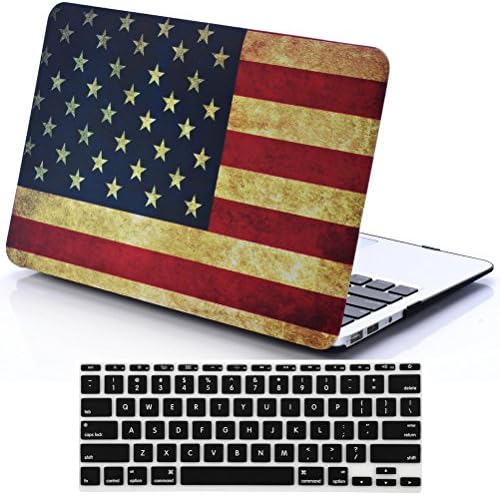 Macbook Air 11 Case, Plastic Hard Case Cover &amp; Keyboard Cover for Macbook Air 11.6" A1370 / A1465 - US Flag