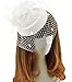 Fascinators Hair Clip Headband Pillbox Hat Bowler Feather Flower Veil Wedding Party Hat, A White, One Size