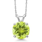 Gem Stone King 14K White Gold Yellow Lemon Quartz Pendant Necklace for Women | 2.60 Cttw | Gemstone Birthstone | Round 9MM | With 18 Inch Chain