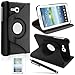 LK Luxury 360 Rotating Pu Leather Case Cover for Samsung Galaxy Tab 3 Lite 7.0 T110 / T111 & Free Screen Protector + Stylus Pen (Black)
