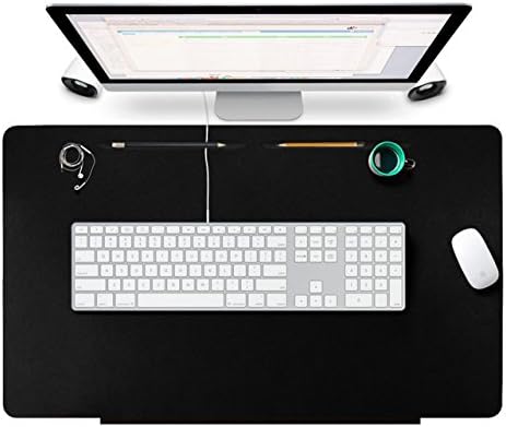 Desk Pads Protecter, OLAGO Leather Smooth Desk Mat Blotters Organizer with Fixation Lip and Comfortable Writing Surface for Desktops and Laptops,Office and Home, 27.5" x 17.7" (Black)