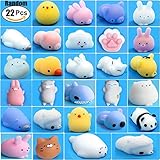 Mochi Squishy Toys, 22pcs Random Mini Cute Squishies Animals for Party Favors, Soft Kawaii Bear Cat Tiger Pig Panda Stress Reliever Anxiety Squeezables Fidget Hand Toys for Kids and Adults Gift.