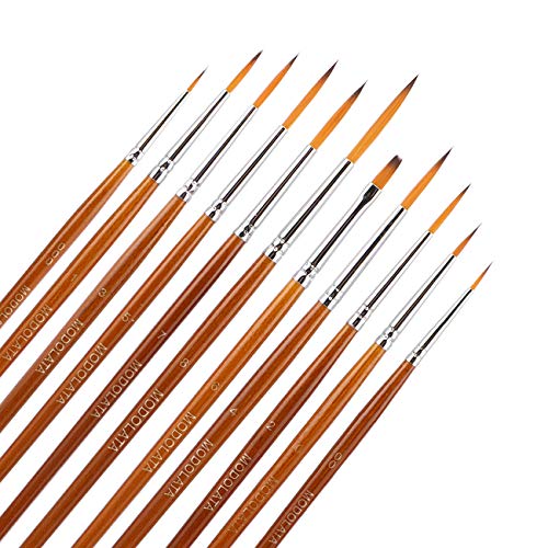 Miniature Model Paint Brush Set - 11 Pieces Fine Detail Painting Brushes for Art Painting - Acrylic, Watercolor, Gouache, Oil - Airplane Kits, Ceramic, Warhammer 40k