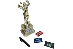 PAPER RIOT CO. Customizable Dad BOD Trophy - Novelty Funny Humor Gift for Dad, Husband, Boyfriend on Birthday or Fathers Day - 8" H x 3.25" W, Award, Celebrations, Party, Reusable