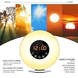 [2018 Upgraded Version]Wake Up Light Alarm Clock Sunrise Simulation Digital Clock, 6 Natural Sounds, FM Radio, Snooze/Sunset Function, Touch Control 7 Colors LED Night Light With USB Charger
