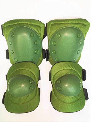 Bargain Crusader Military Tactical Knee Pad Elbow Pad Set Airsoft Knee Elbow Protective Pads Combat Paintball Skate Outdoor Sports Safety Guard Gear (Military Green)