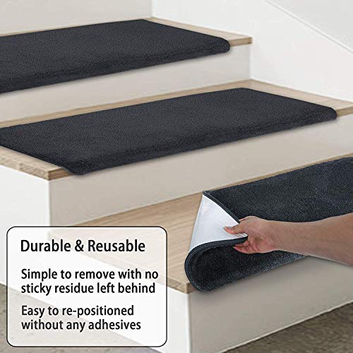 PURE ERA Carpet Stair Treads Ultra Plush Soft Bullnose Indoor Stair Protectors Pet Friendly Non