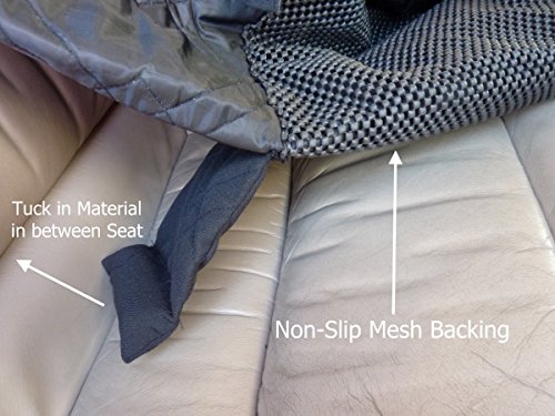 Deluxe Quilted and Padded Back Seat Bench cover with Non-Slip fabric in Seat area - One size fits all 56"W Black