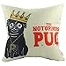 Luxbon - The Notorious King Pug Dog Cotton Linen Throw Pillow Case Cushion Cover 18 x 18