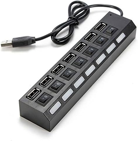 CHIBI 7-Port USB Hub with ON/OFF Switch, Black