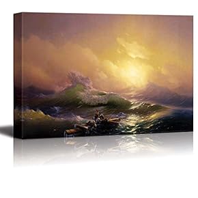 The Ninth Wave by Hovhannes Aivazovsky Giclee Canvas Prints Wrapped Gallery Wall Art | Stretched and Framed Ready to Hang - 16" x 24"